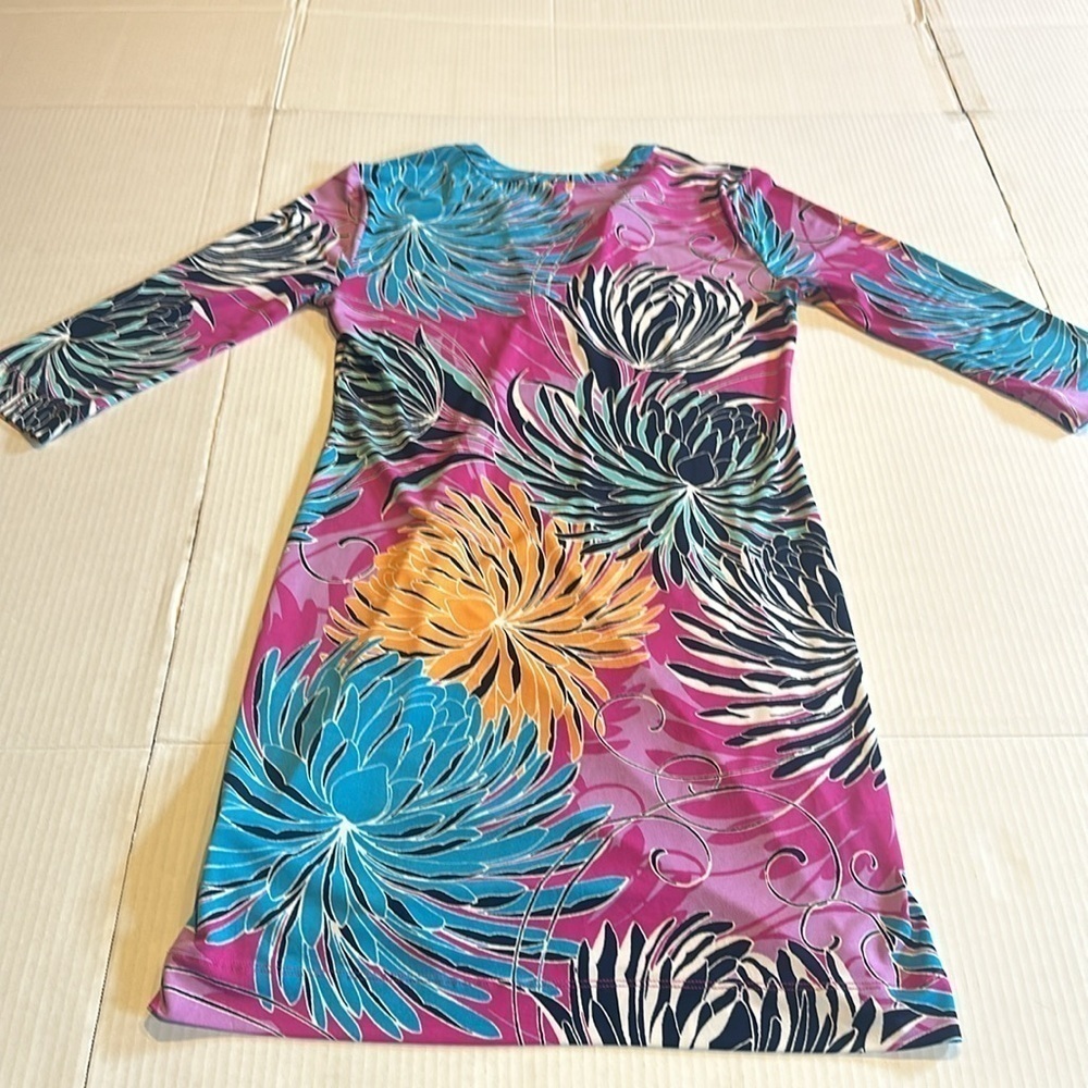 Banana Republic floral tropical colorful Vneck mini dress shirt elbow sleeves - Picture 8 of 8